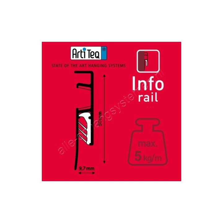 Artiteq Info Rail  incl. eindkapjes en bevestigingsmaterialen