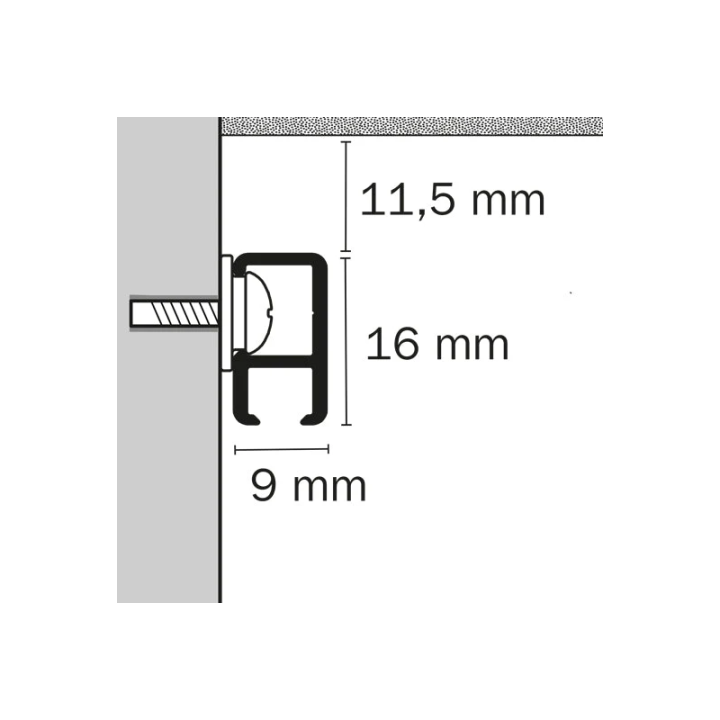 STAS MiniRail - 200cm - niet plafond aansluitend