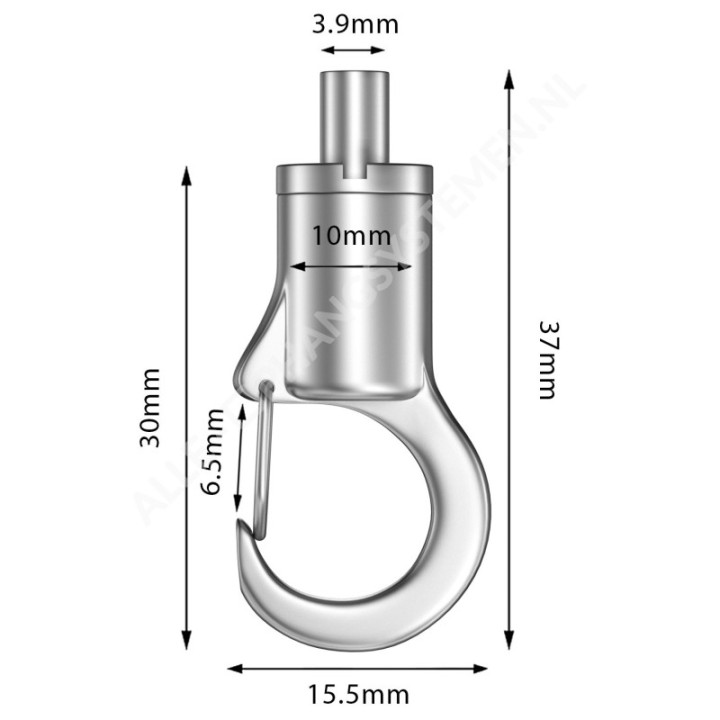 GeckoTeq Zelf remmende mini veiligheidshaak - 15/25kg