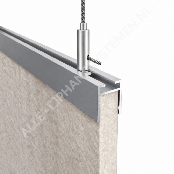 GeckoTeq Aluminium klem- en ophangrail voor akoestische PET-panelen 9/12/24mm – 20kg