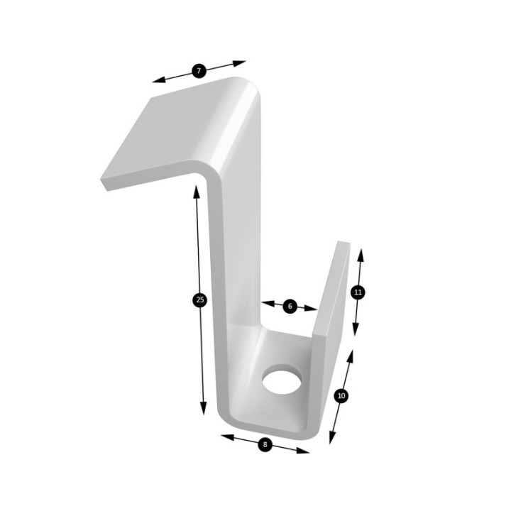 GeckoTeq Scheidingswandhaak 4kg - 25x8x10x11mm