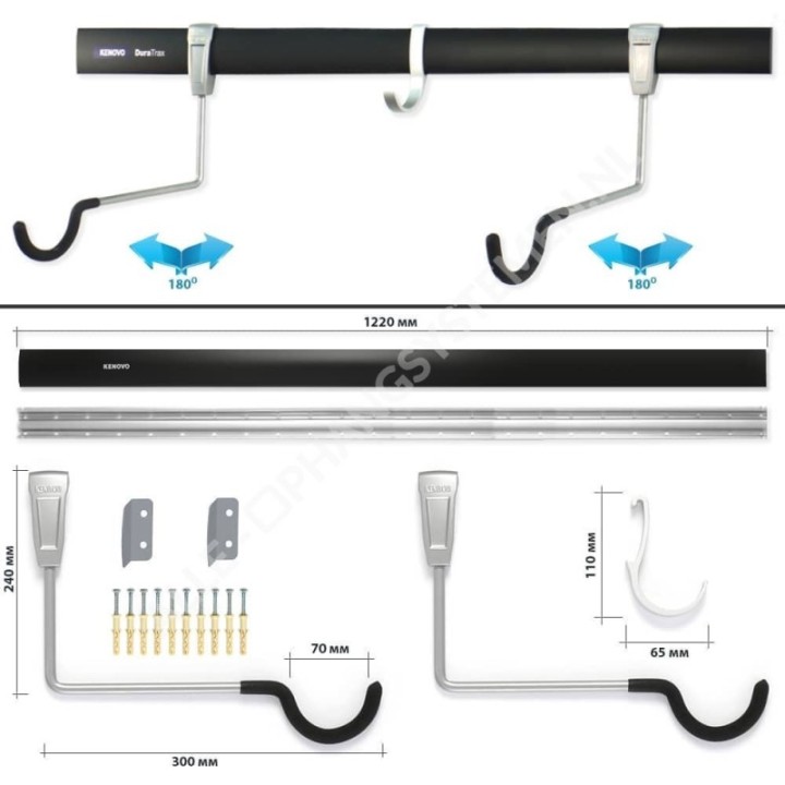 GeckoTeq Fiets Ophangsysteem Set voor 1 Fiets & 2 Helmen - GSH118