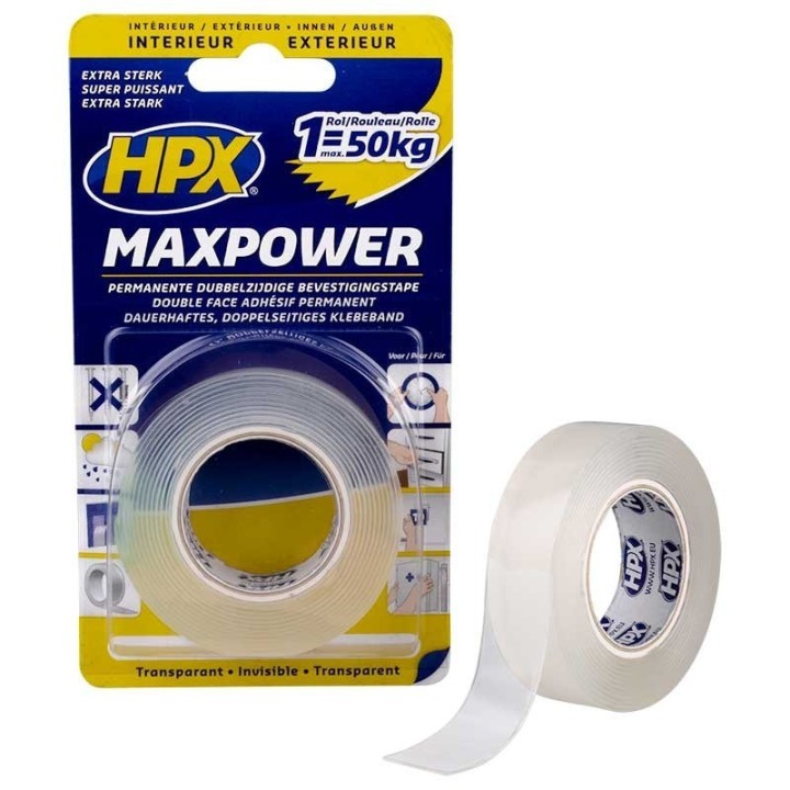 HPX Max Power Transparant - 19mm Dubbelzijdig DiBond Tape